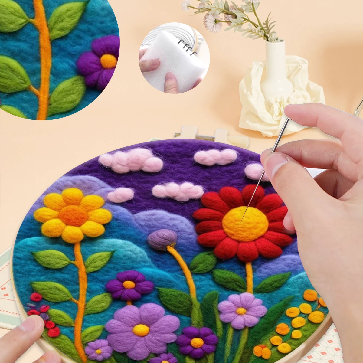 

SDOYUNO Wool Felt Painting Kit Landscape Diy Creative Making Wool Felt Kit Wool For Felting Wool Felting Tools Sewing Home Decor