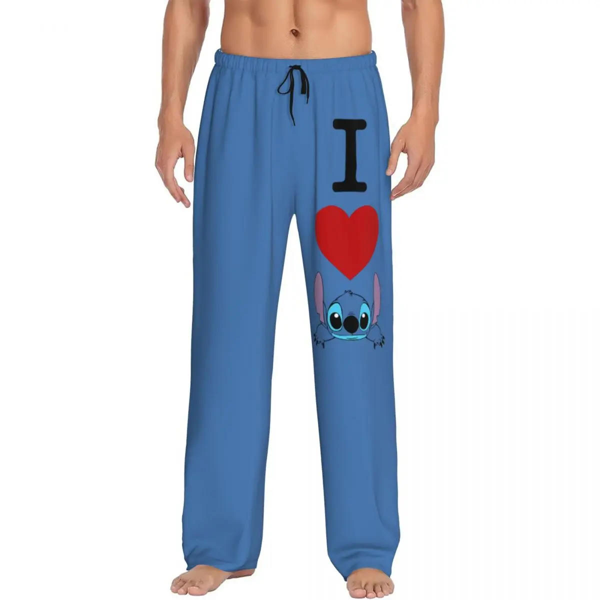 

Custom Printed Men I Love Stitch Anime Pajama Pants Sleepwear Sleep Lounge Bottoms with Pockets