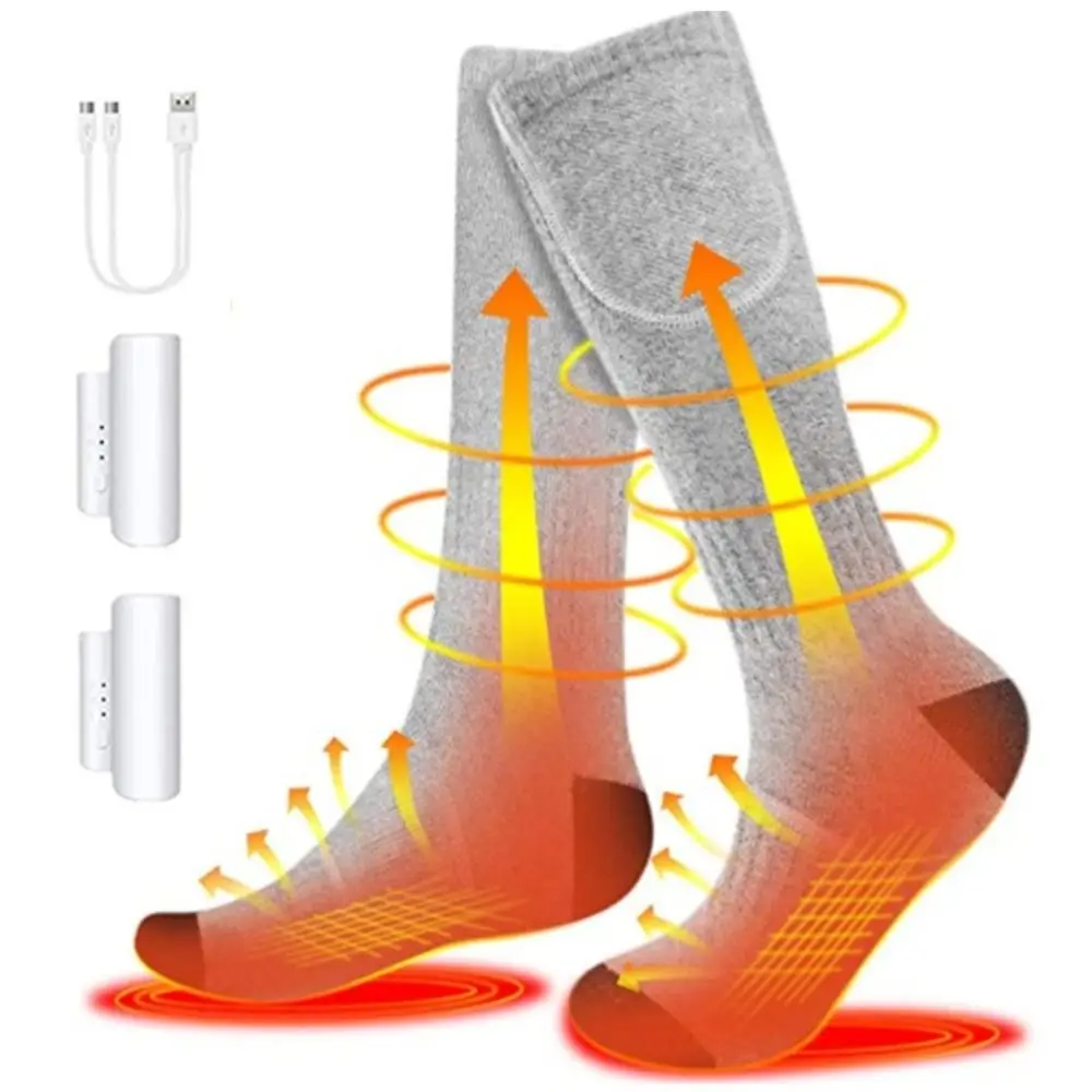 Rechargeable Electric Heated Socks Anti-Cold Thermal Insulation Heated Foot Warmers Battery Box USB Powered Winter Sport Socks