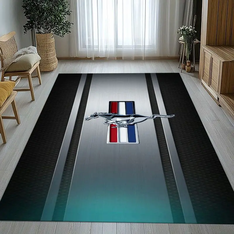 Vintage M-Mustang Racing Biker Garage Moto Soft Non-Slip Large Area Rug for Living Room,Bedroom Carpet Mat for Sofa,Home Decor