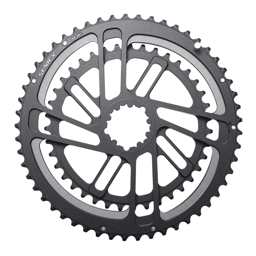 SENICX Road Bike Chainrings 50-34T/53-39T/46-30T/52-36T Double Chainrings Set | 9/10/11/12 Speed Compatible with Three-bolt