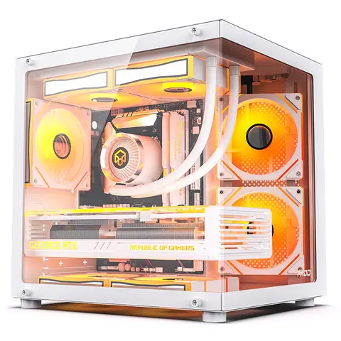 PADO YL M-ATX Gaming PC Case Desktop 270° Sea View Room Computer Case Without A-pillar Double-Sided Transparent PC Gamer Cabinet