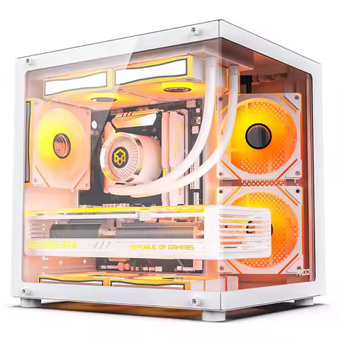 PADO YL M-ATX Gaming PC Case Desktop 270° Sea View Room Computer Case Without A-pillar Double-Sided Transparent PC Gamer Cabinet