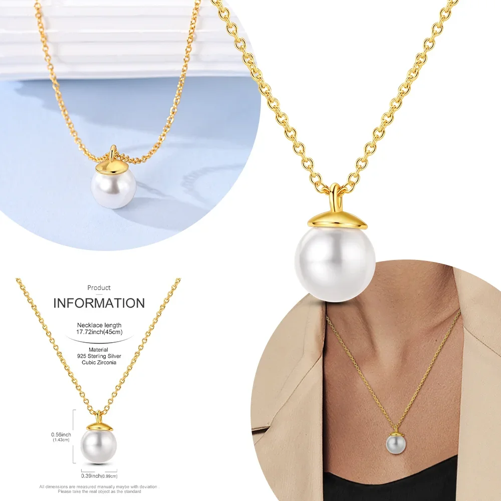 

Оригинальный классический женский аксессуар из стерлингового серебра 925 пробы, ожерелье с белым жемчугом, подарок на день Святого Валентина, ожерелье для подруги, ювелирные изделия