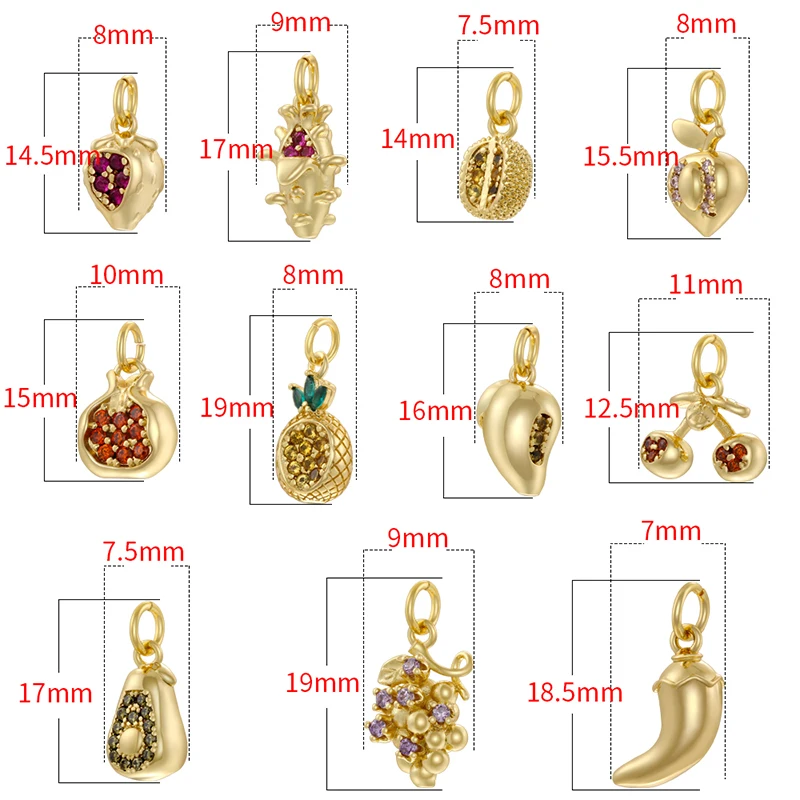 ZHUKOU Many Kinds Of Fruit Pendants Sweet Bracelet Necklace Earrings Handmade Jewellery Accessories Wholesale:VD1742-VD1752