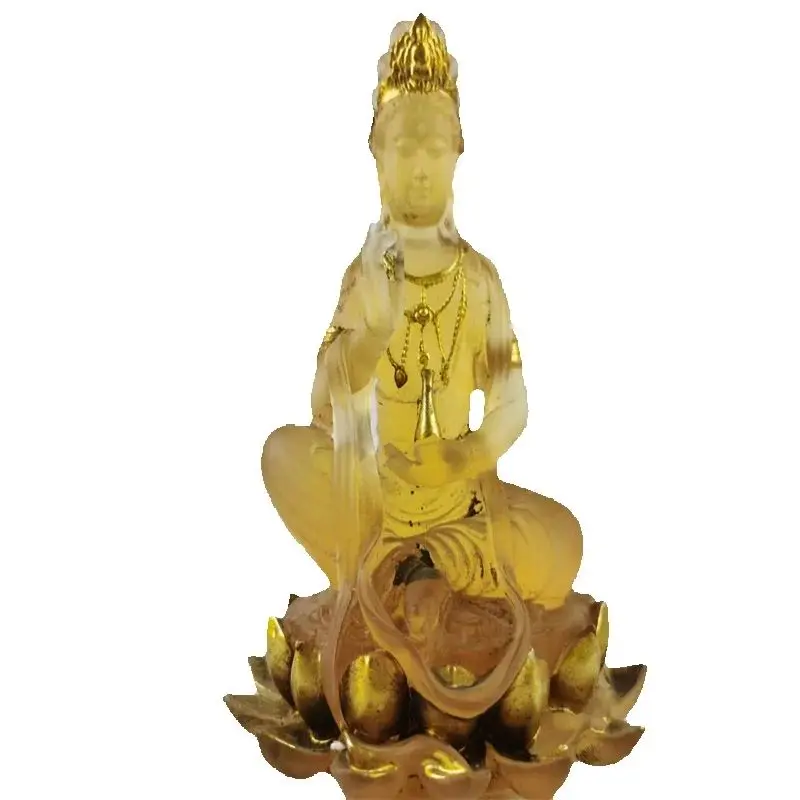 

Chinese ancient Tibetan glazed gilded Buddha statue, Lotus Guanyin