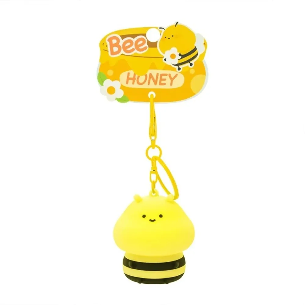 

New Bee Shape Mini Bee Keychain Silicone Cute Design Small Light Glowing Feature Portable Keyring Bag Decoration