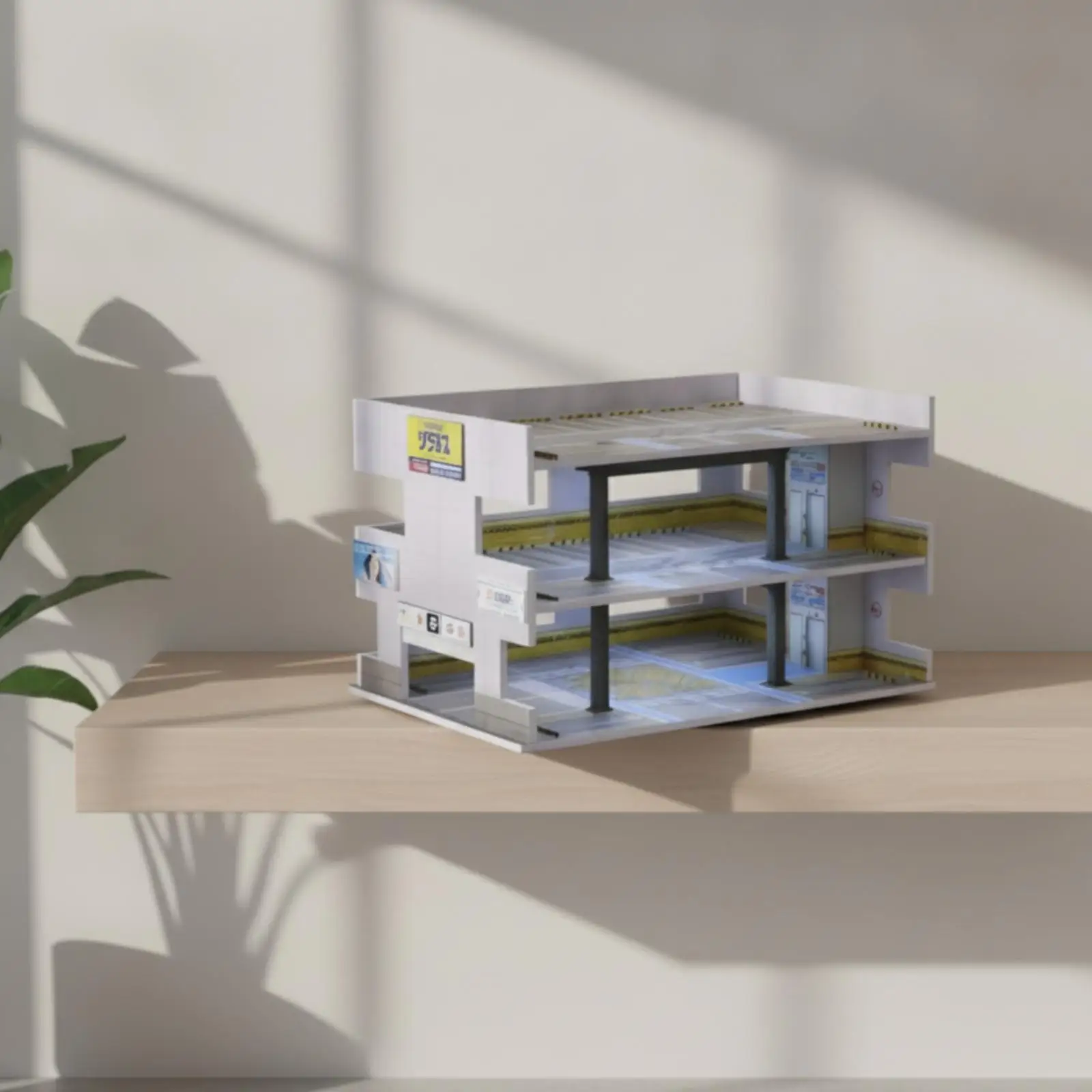 Parking Building Model 1:64 Scale Parking Garage Model Multi-Level Garage with Ramps for Collectors, Hobbyists, Showcase, Shelf,