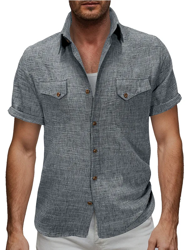 

Men's Cotton Linen ort Sve irt Breathable Qui Dry Moisture ng Thiened Filling Stand Fit Ciwalk irt