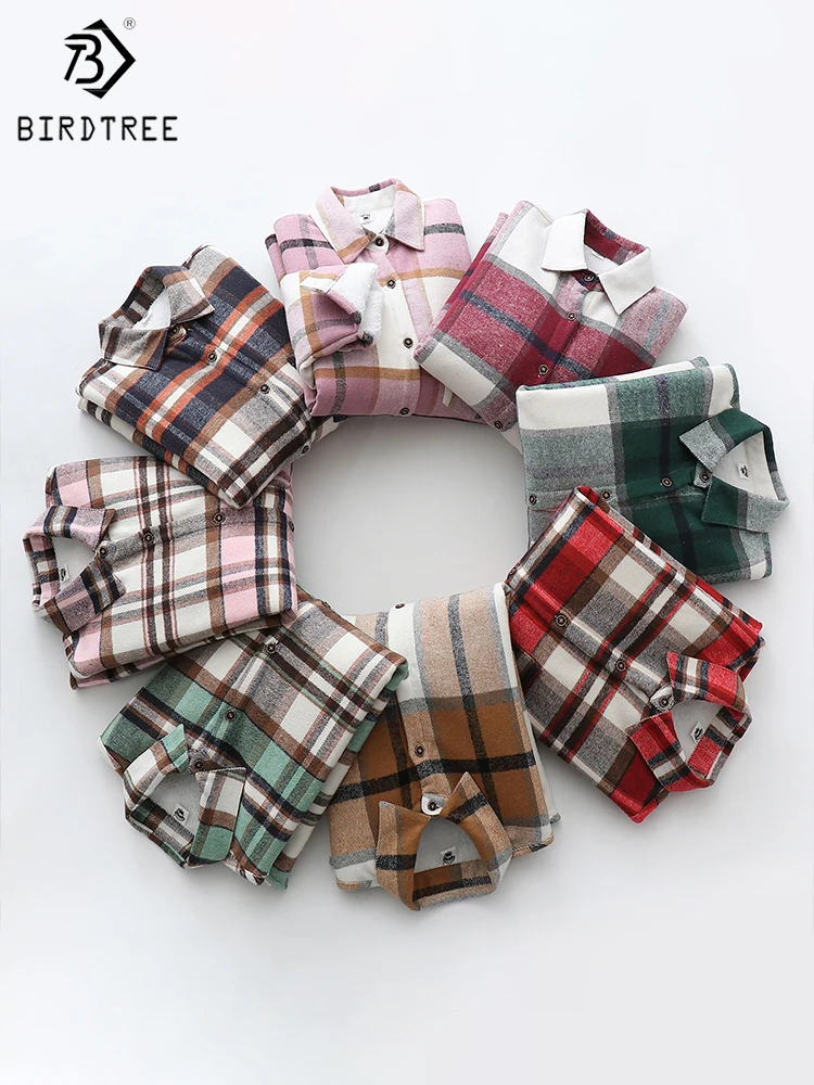 Thick Velvet Plaid Shirts Women Winter Warm Blouses and Tops New Casual Woolen Shirt Jacket Female Clothes Coat Outwear T27702X