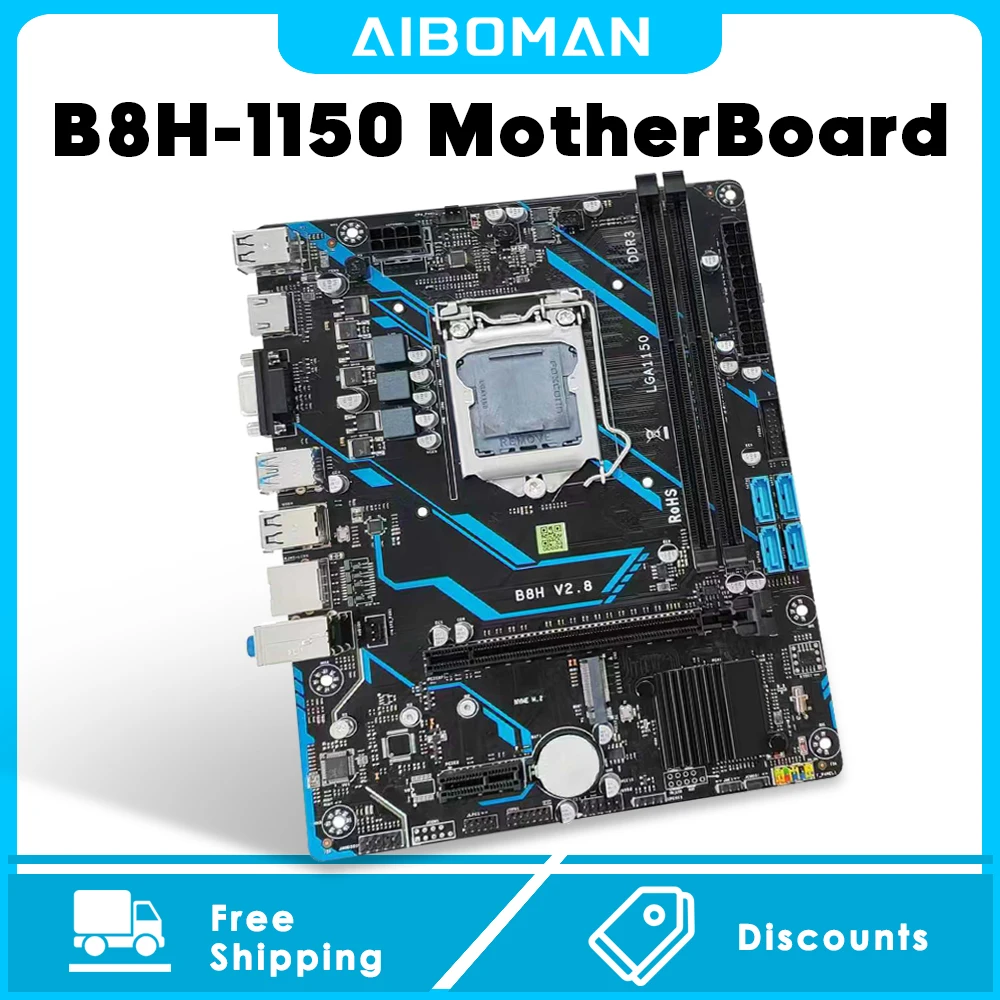 

AIBOMAN B5H/B85 MotherBoard LGA1150 DDR3 M.2 SSD Suitable Gaming &Office Blue Version