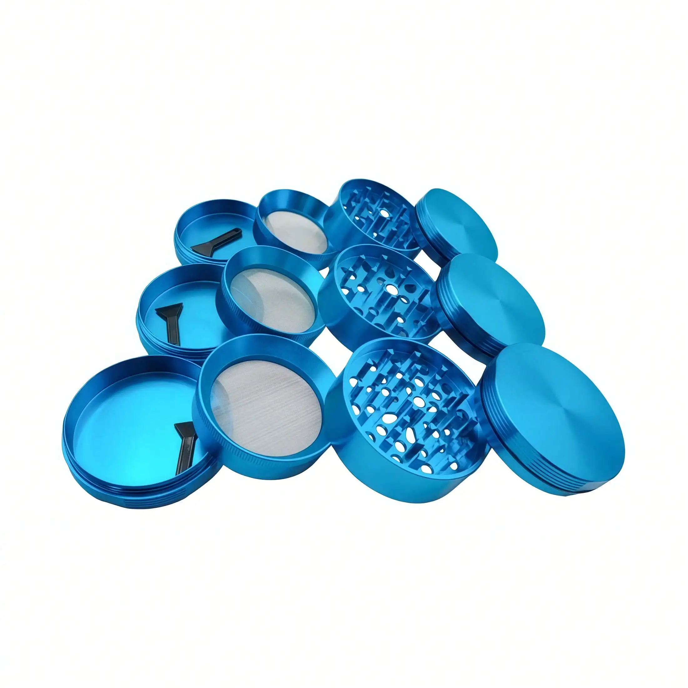 3 Layer Aluminum Herb Grinder with Hidden Pollen Catcher 50mm, Muti Color Options Peas, Soybeans, Spices, Portable Gift