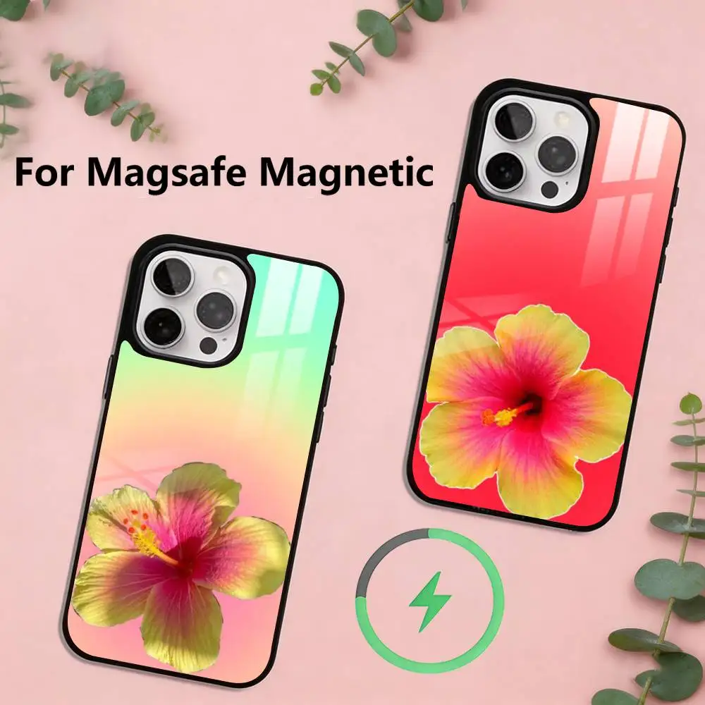 Lily Puff Phone Case For iPhone17,16,15,14,13,12,11 Plus,Pro Magnetic with Magsafe Wireless Charging