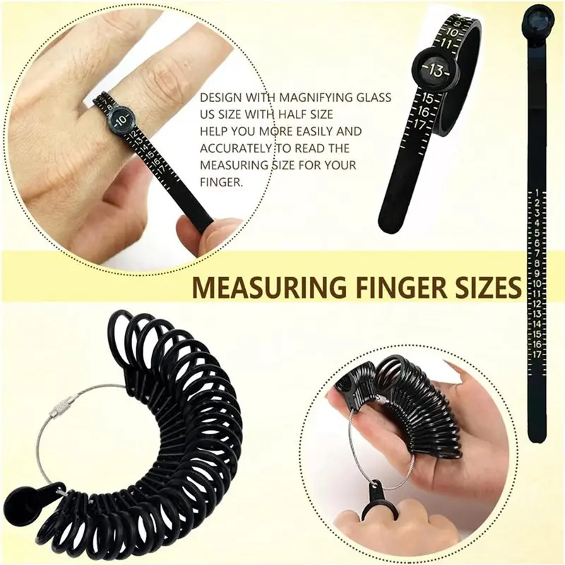 ABVC 3X Оправка для кольца Инструмент для измерения размера кольца с четвертью размеров Формирователь измерительного кольца для фиксации изогнутых колец