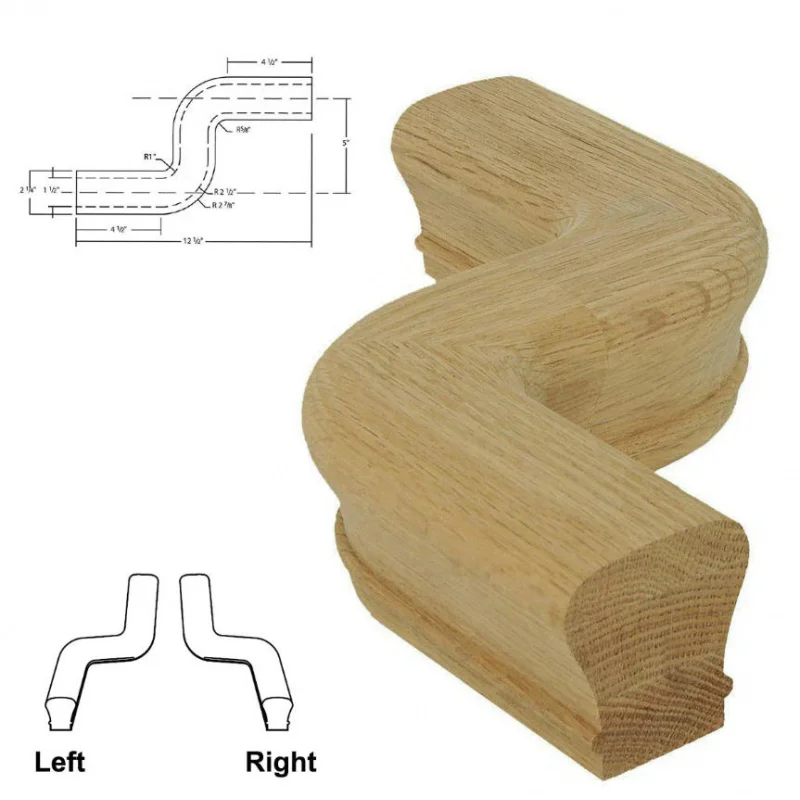 custom.Durable Red Oak Left Hand Offset Rail 7047 Decorative Hand Rail Fitting Balcony and Staircase MOQ From Vietnam