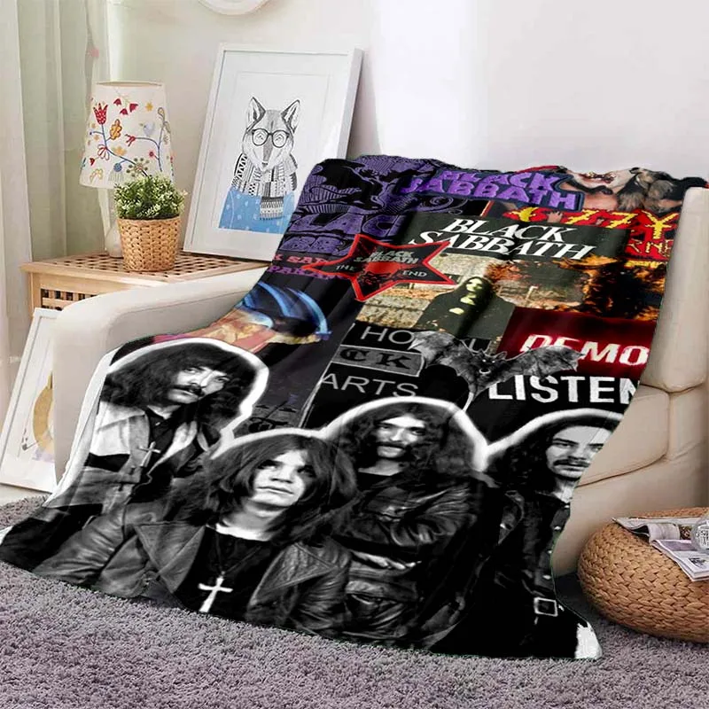 Black Sabbath Heavy Metal Music Print Flannel Blanket Ultra Soft Warm Throw For Couch Bedroom Kids Room Living Room Home Gift