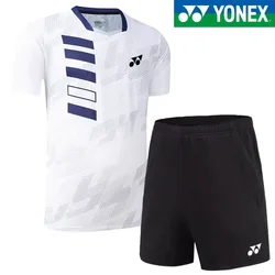 YONEX 배드민턴 의류, 아이스 실크, 빠른 건조 티셔츠, 세트 남성 운동복 반바지, 체육관 스포츠 트레이닝 운동복