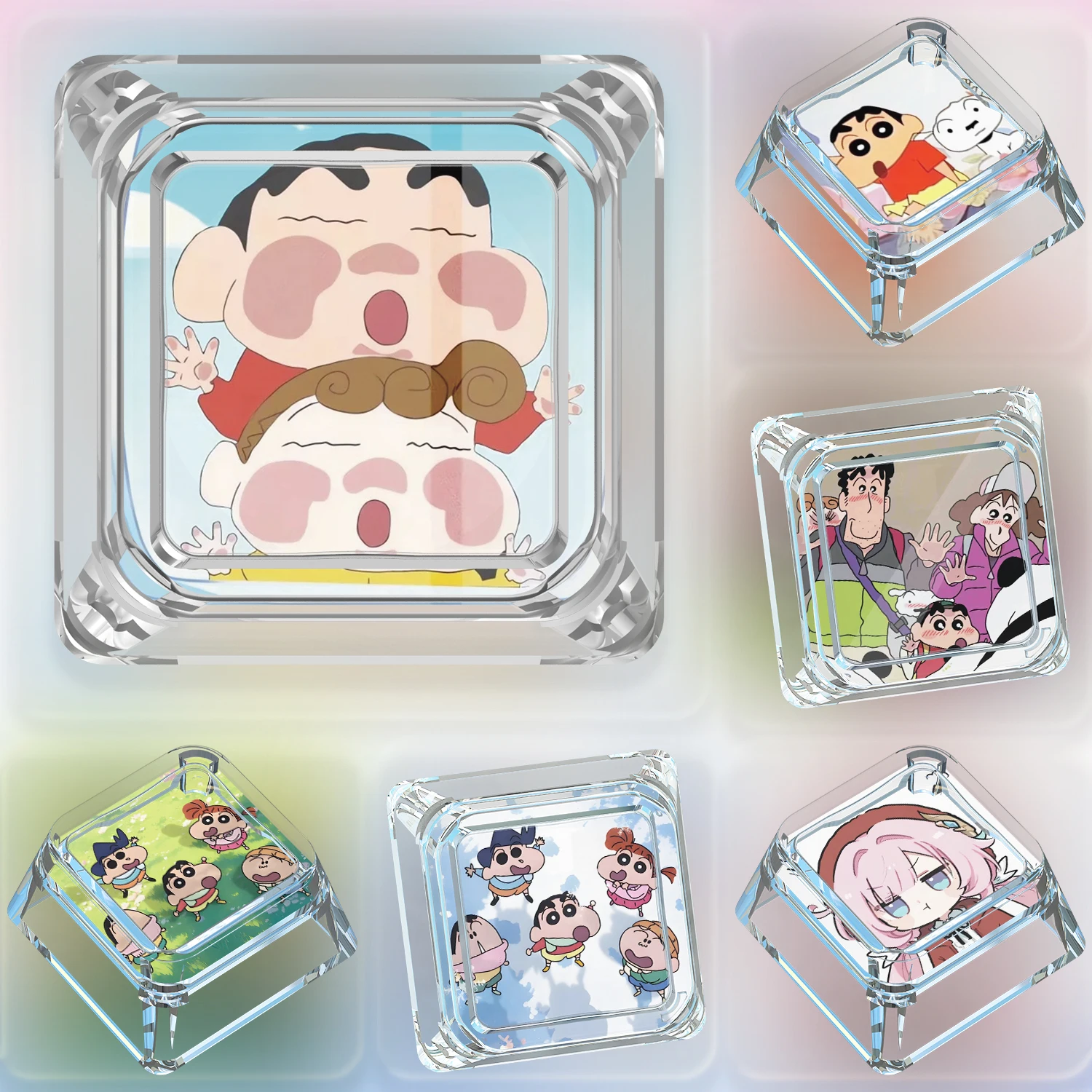 14 estilos Diy Crayon Shin-Chaned Teclado mecánico Keycaps lindo Crayon Shin eje transversal Teclado mecánico Keycaps regalo juguete