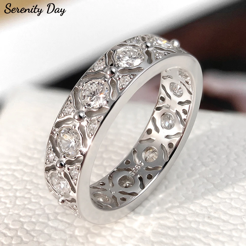 

Serenity 3mm D Moissanite Rings for Women Men Gift Solid s925 Silver Sparkling Lab Diamond Row Rings Plated 18K Wedding Jewelry