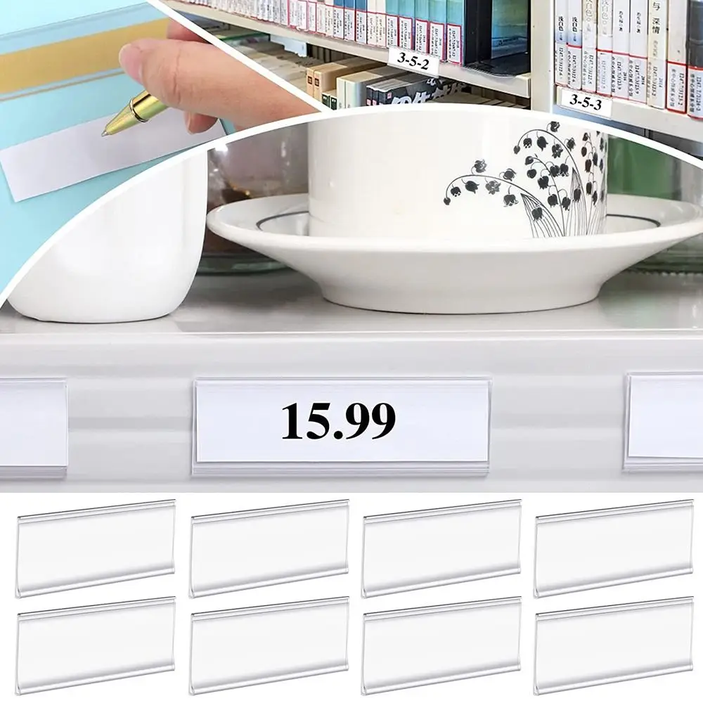 10pcs Transparent Self-adhesive Shelf Label PVC Material Self-adhesive PVC Index Card Pockets Index Card Size Convenient Pockets