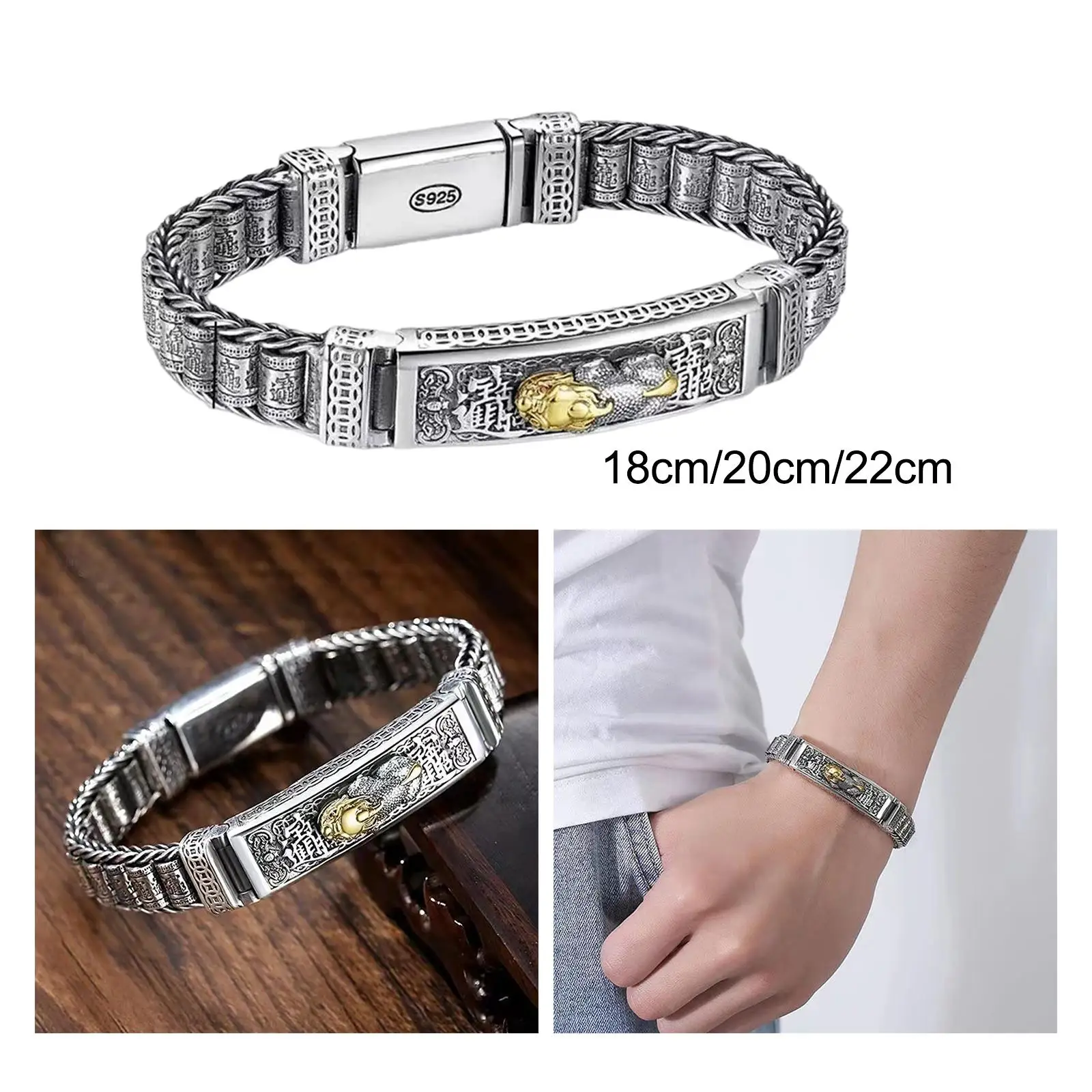 Vintage FengShui Bracelet Rotatable Pi Yao Tibetan Prayer Wheel Bracelet Retro Lucky Pixiu Domineering Trend Personality Jewelry