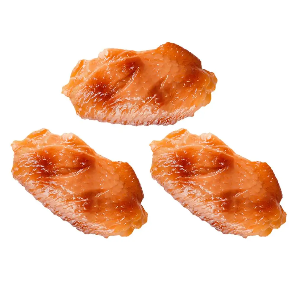 3 Pcs Artificial Chicken Wing Model Photo Prop Decor Fake Food naments PVC Craft Realistic Teaching Tool Home Embellishment