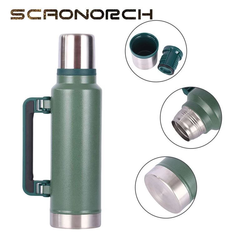 Large Capacity Stainless Steel Thermos Portable Vacuum Flask Insulated Tumbler with Handle  Keep Cold Water Bottle 1000/1400ml