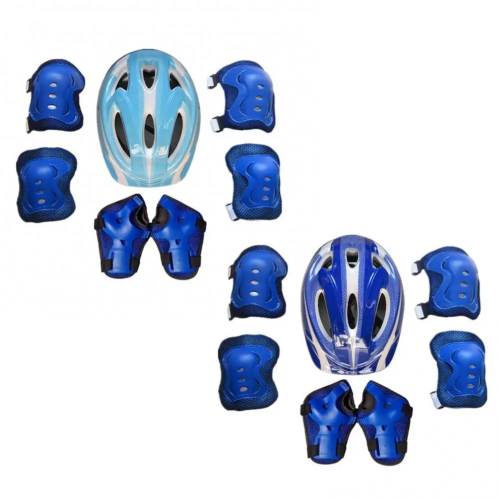 7pcs Kids Roller Skate Protector Helmet Knee Pads Elbow Pad Wrist Hand Protector Kids Cycling Rock Climbing Sports Safety Gear