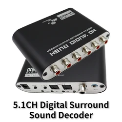 5.1/2.1 Rush Digital Sound Decoder DAC Converter Optical SPDIF Coaxial To 6RCA DTS AC3 5.1CH 2.1CH Analog 3.5mm Audio Output