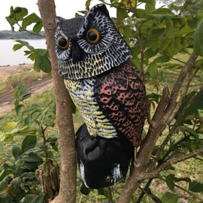 Fake Horned Owl Statues Bird Scarecrow Decoy Deterrents Nature Enemy Pest Repellent Garden Yard Realistic Scarer Control Sound