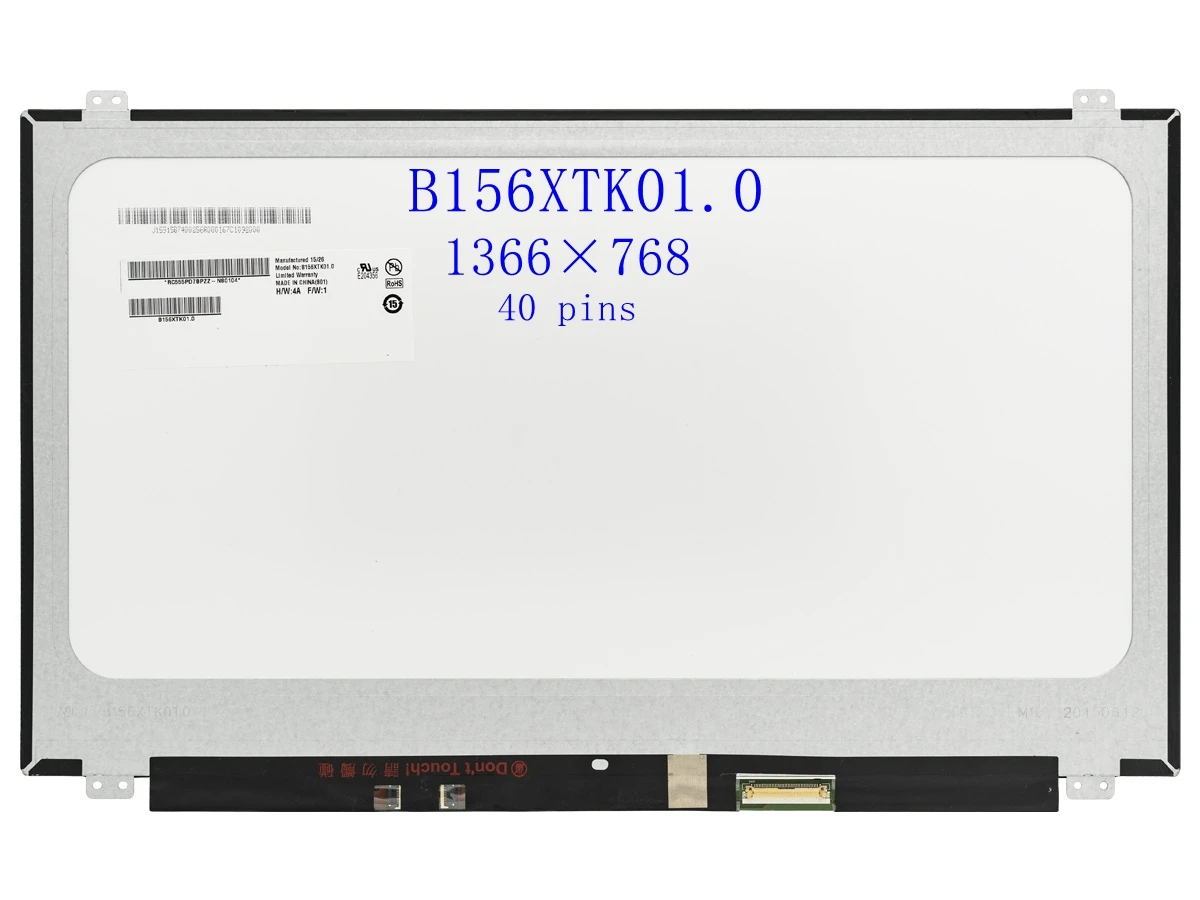 

15.6" Laptop LCD Touch Screen B156XTK01.0 fit NT156WHM-T00 N156BGN-E41 LTN156AT40-H01 HD 1366x768 40pin eDP