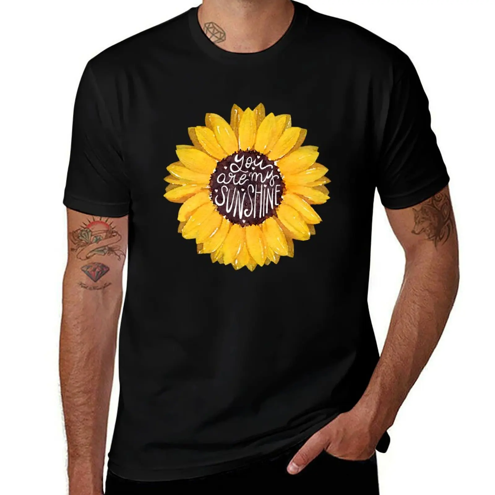 

my You sunshine, are mask,cool,cute,funny Watercolor, sunflowers T-Shirt Soft Anti-Shrink Cotton Tee