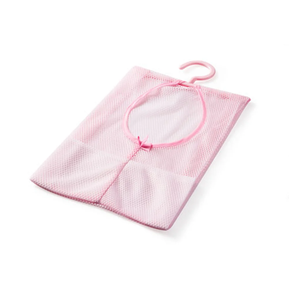 

Mesh Clothespin Bag Hanger Multipurpose Storage Drying Rack for Bathroom Kitchen Home Pink Clothesline Storage Bag