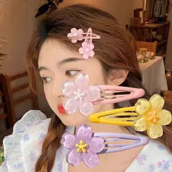 Cute Girls Bb Clips Flowers Shape Hairpin Sweet Jelly Cherry Blossom Hair Clip Side Bangs Clip Sweet Bobby Pin Hair Pin Headwear