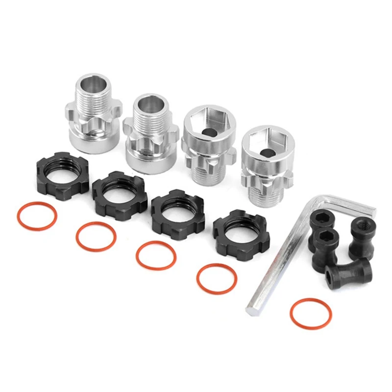 Adaptateur de moyeu hexagonal de roue cannelée en métal noir, accessoires de pièces de mise à niveau de voiture RC, Traxxas 1/10, Slash 2WD 4tage Rustler, 12mm à 17mm