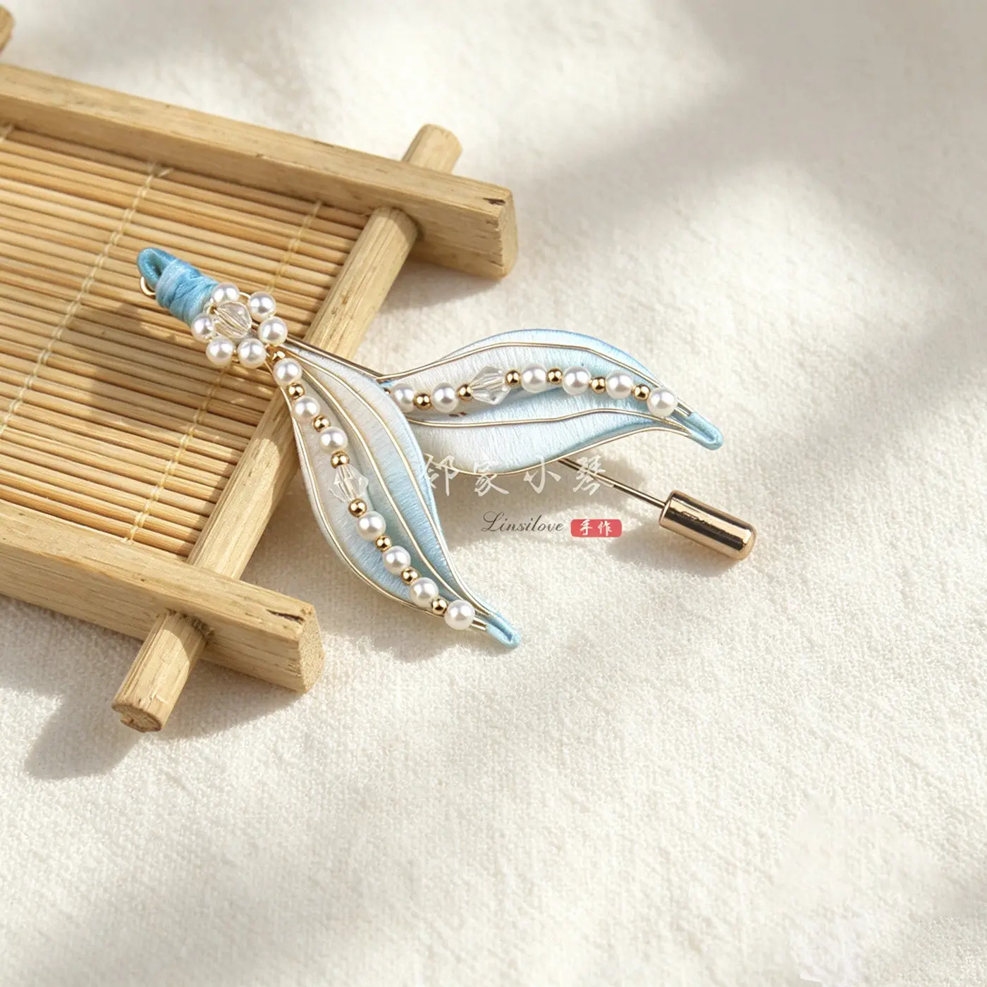 Exquisite Chinese Style Hanfu Accessory Diy No Cut Pearl Mermaid Tail Brooch Material Kit Traditional Chan Hua Handmade Craft