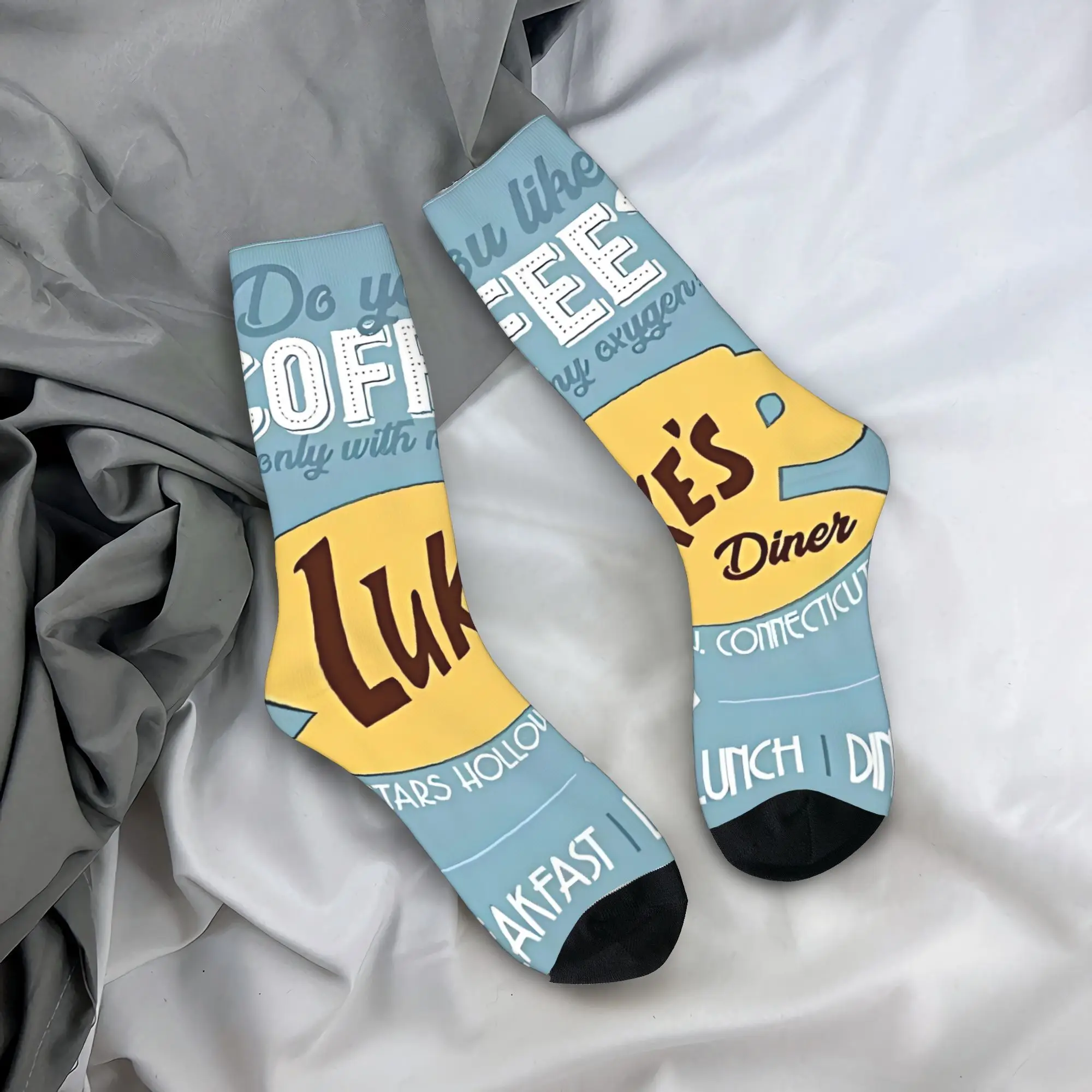 

Gilmore Girls Lukes I Drink Coffee Like носки, повседневные осенние противоскользящие мужские носки унисекс, качественные дизайнерские носки для скейтборда