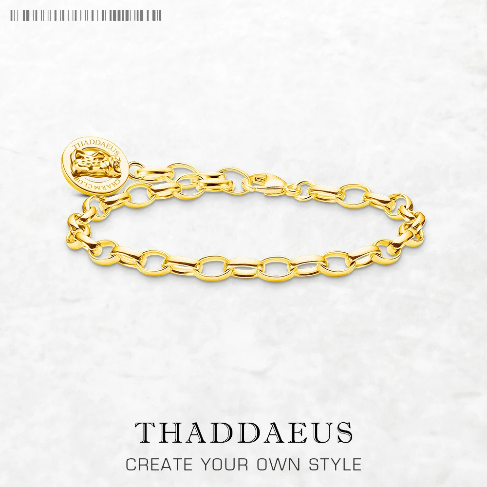 

Gold Plated Link Chain Charm Bracelets Goldbears New Cute Gift for Women Men Europe 925 Sterling Silver Fine Jewelry Acessorie