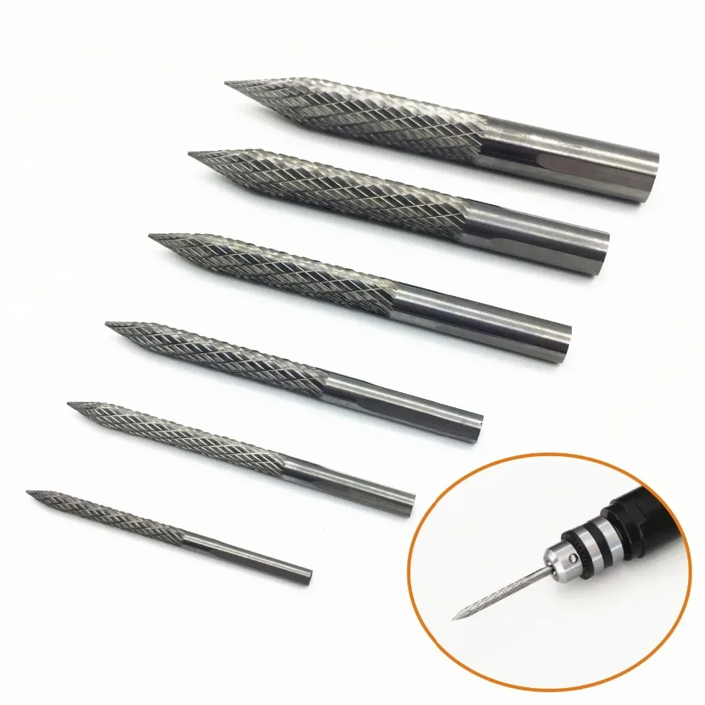 Super Hard Solid Carbide Cutter Rotary Burrs Carbon Steel Pneumatic Drill Bit Patch Plug Repair Garage Tool Tire Repair Kit 1pc