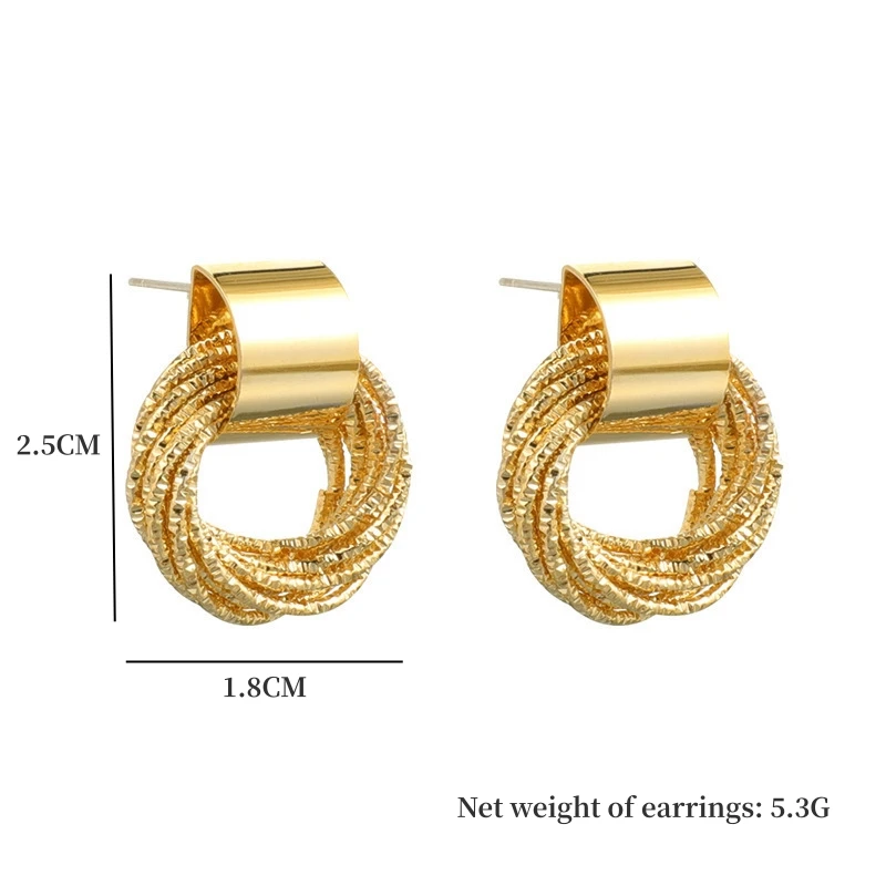 Retro metal gold color multiple small circle study earings for women Korean jewelry fashion wedding party earings jewelry gift