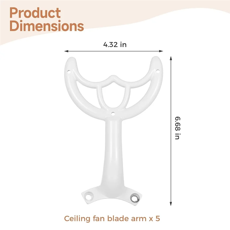 B83B-For Replacing Worn Broken Ceiling Fan Blades 5 PCS Ceiling Fan Blade Arm Replacement, Ceiling Fan Blade Repairs
