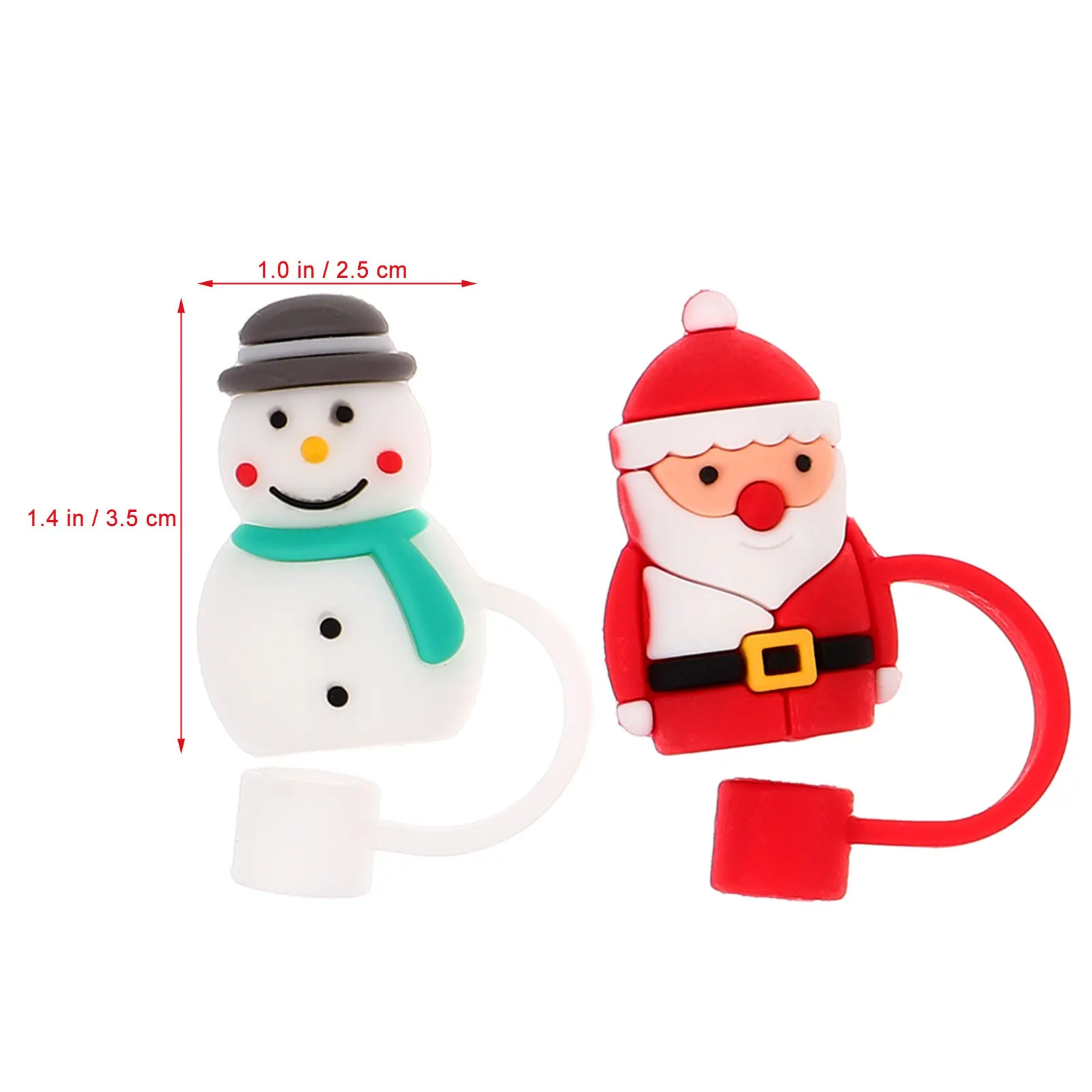 4Pcs Christmas Straw Covers PVC Reusable Decorative Straw Tip Protectors for Drinking Straws Outdoor Parties Graduation