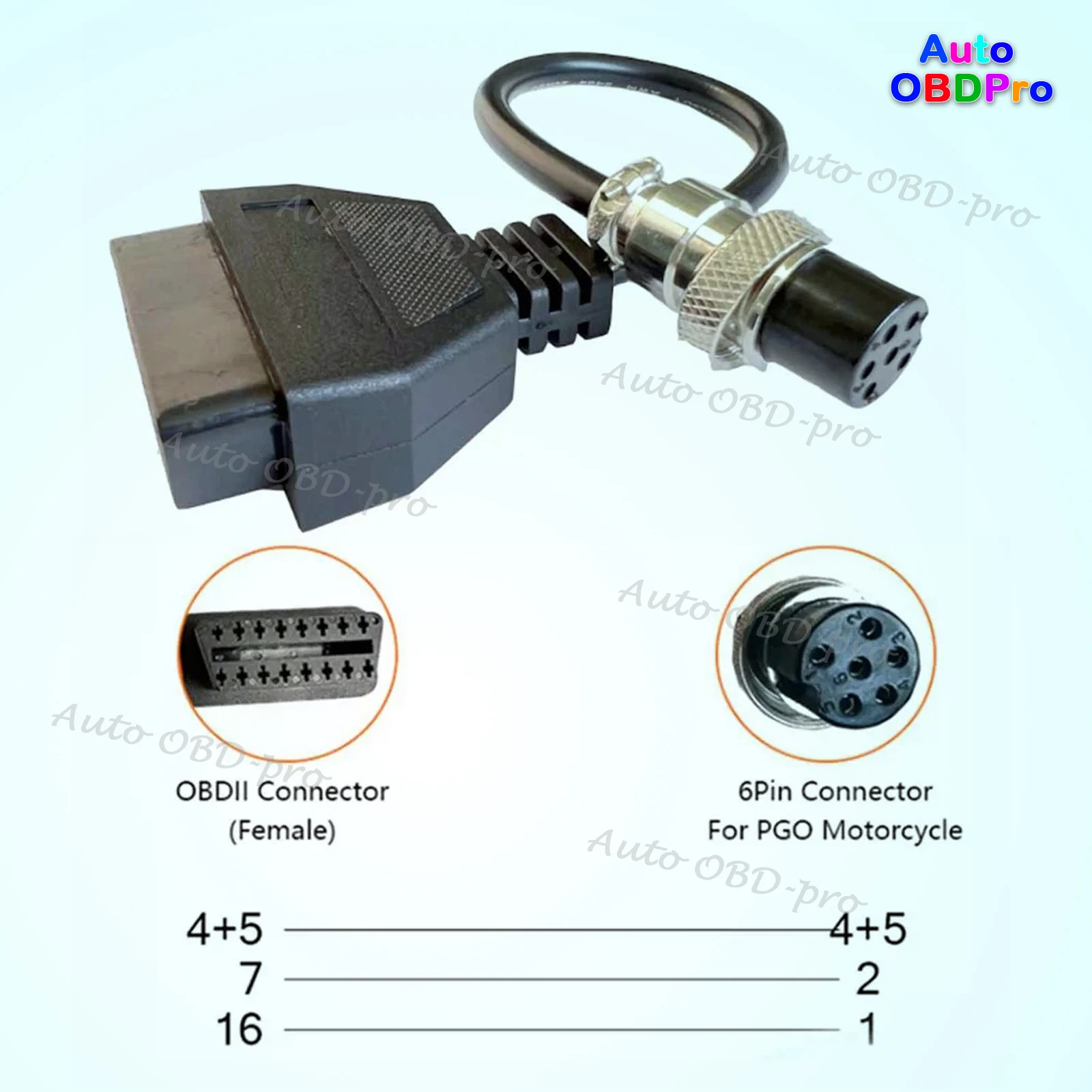

Кабель OBD2 для PGO, 6-контактный на 16-контактный мотоциклетный кабель для PIAGGIO 6-контактный гнездовой разъем на 16-контактный адаптер для преобразования детектора мотоцикла