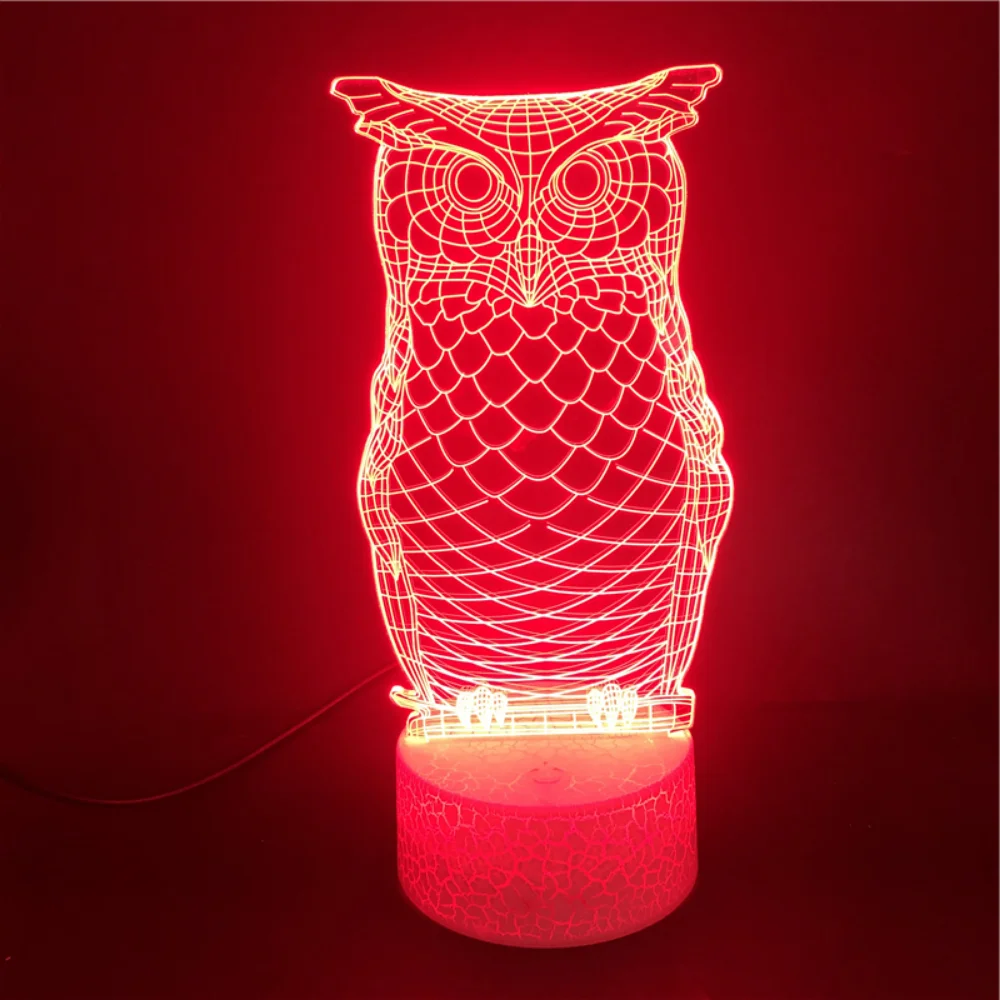 Nighdn Owl 3D Illusion Night Lamp per bambini decorazioni per la camera da letto LED Night Light compleanno regalo di natale per ragazzi e ragazze Nightlight