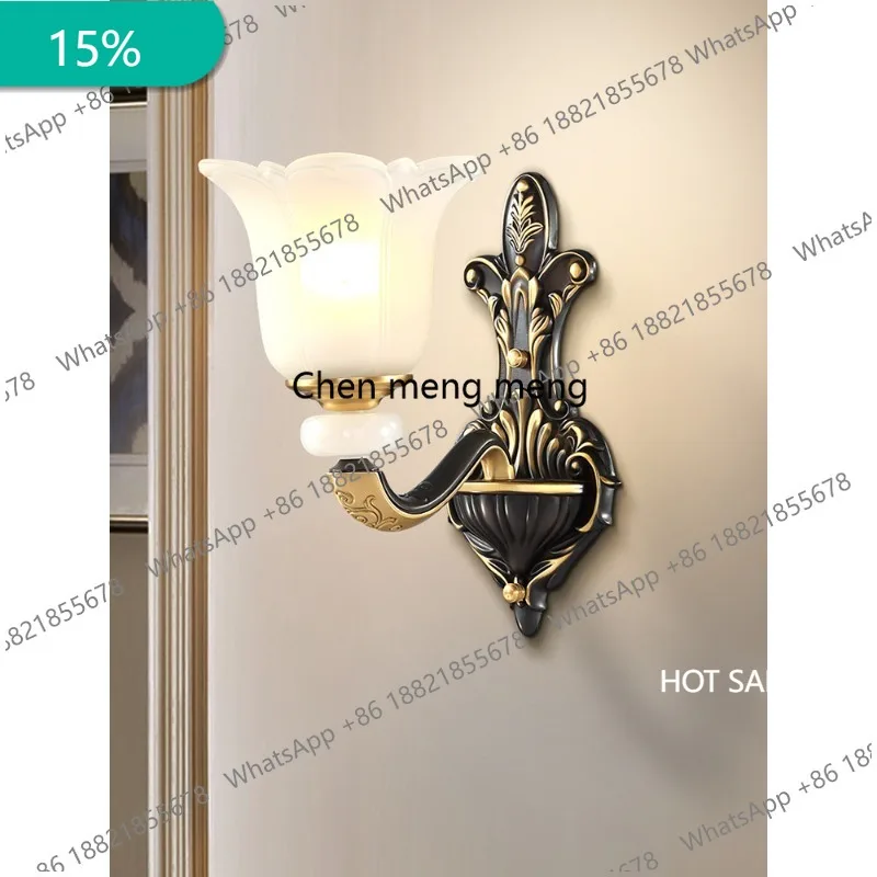 

B182 American all-copper wall lamp jade aisle porch lamp balcony corridor outdoor living room TV wall bedside lamp