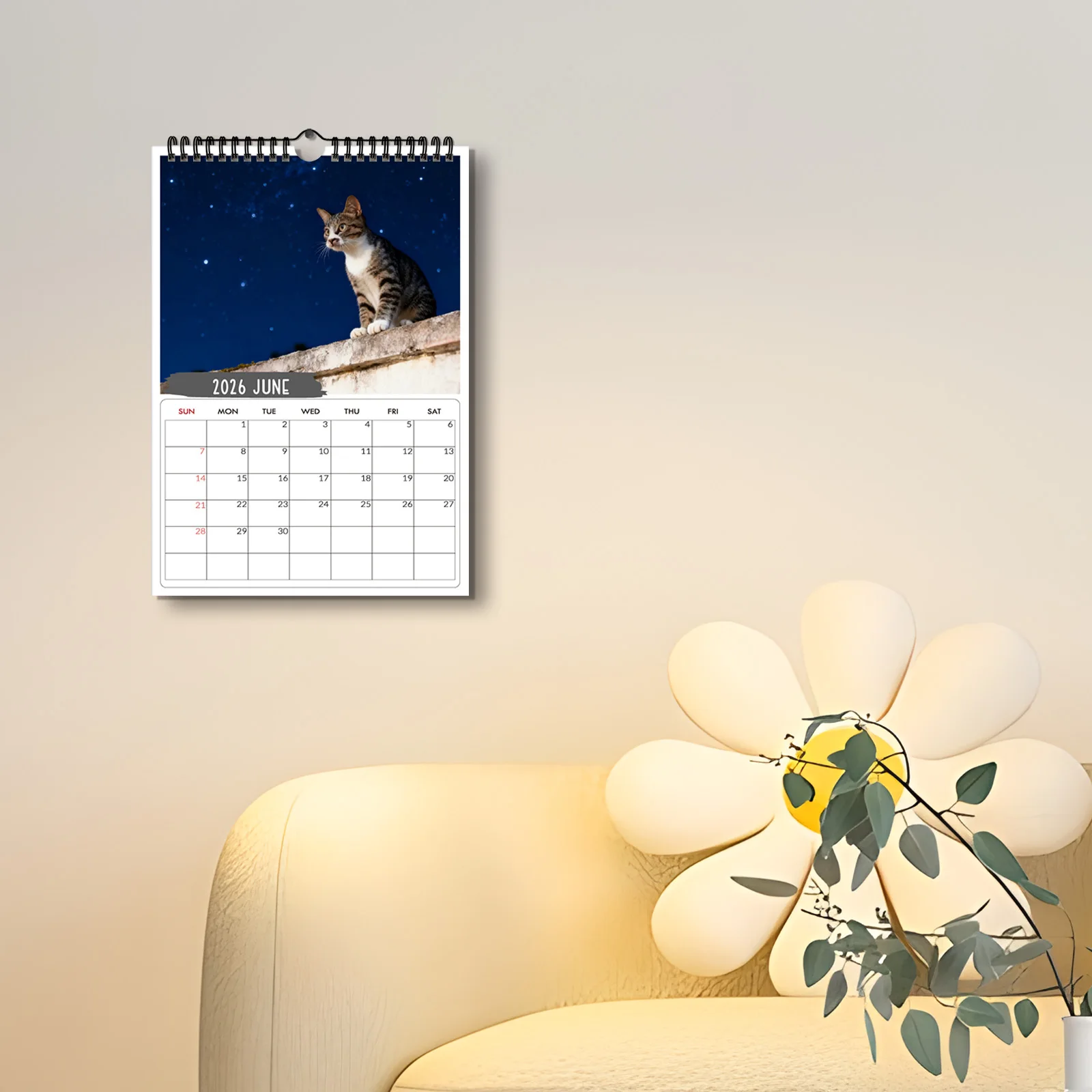 1 ชิ้น 2026 ปฏิทินติดผนัง,ธีมแมวกังฟู,เหมาะสำหรับตกแต่งบ้านและสำนักงาน,ภาพประกอบที่สวยงาม,การออกแบบที่สนุกสนาน,การพิมพ์คุณภาพสูง