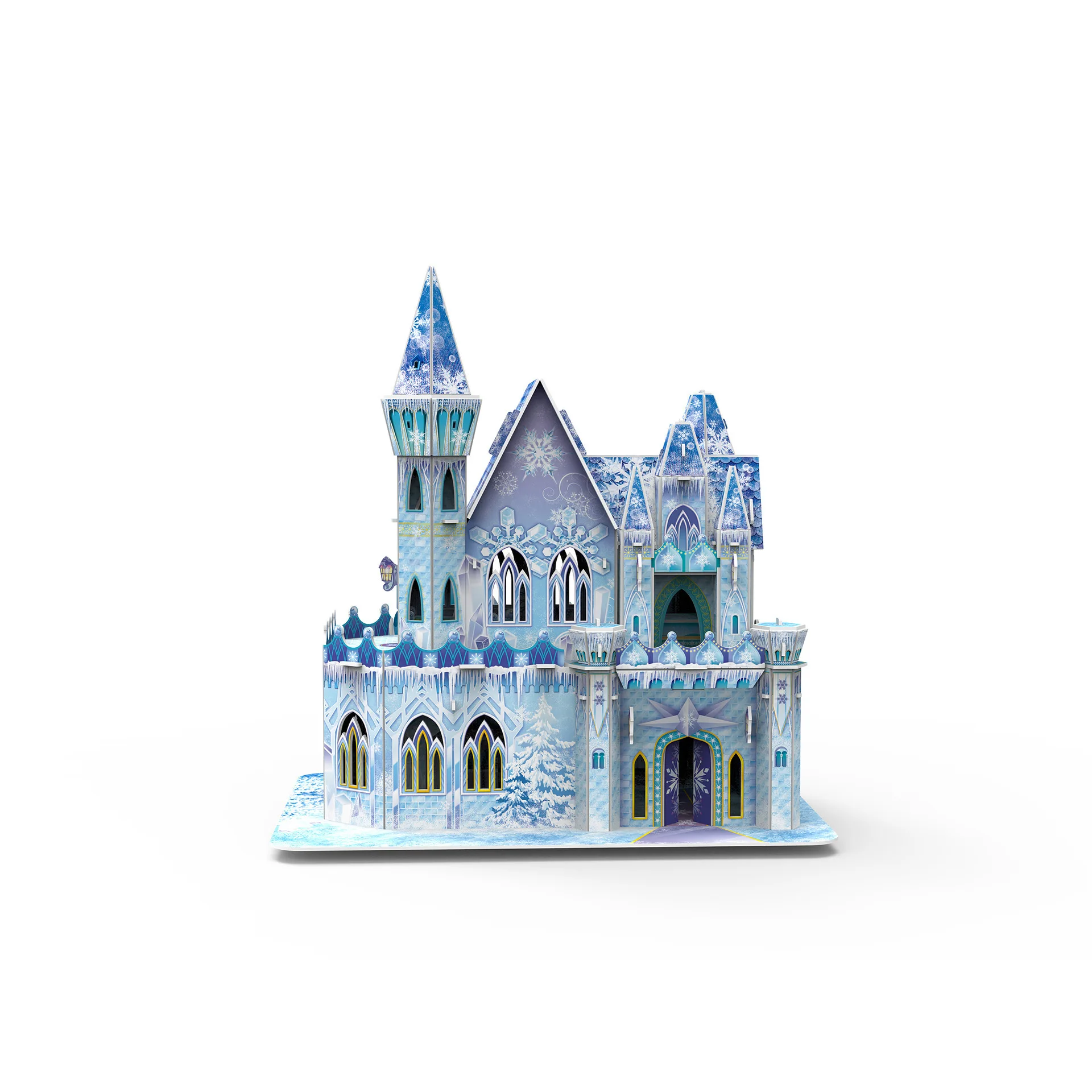 Puzzle 3D de château congelé de dessin animé Disney pour enfants, jouets de bricolage faits à la main, carte en papier, modèle de construction de villa, décor de bureau, princesse