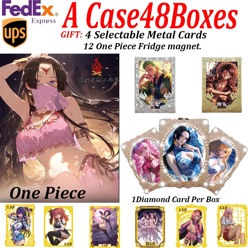 New One Piece Metal Frame Diamond Flash Collection Card Bonfire Creative Studio Nami Boa Hancock Yamato Anime Character Cards