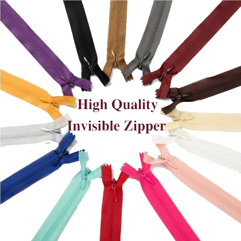 30Pcs 7Inch-24inch (18-60cm) Nylon Coil Zippers Conceal zipper For Tailor Sewing Crafts Nylon invisible Zipper Clothes 15 Colors