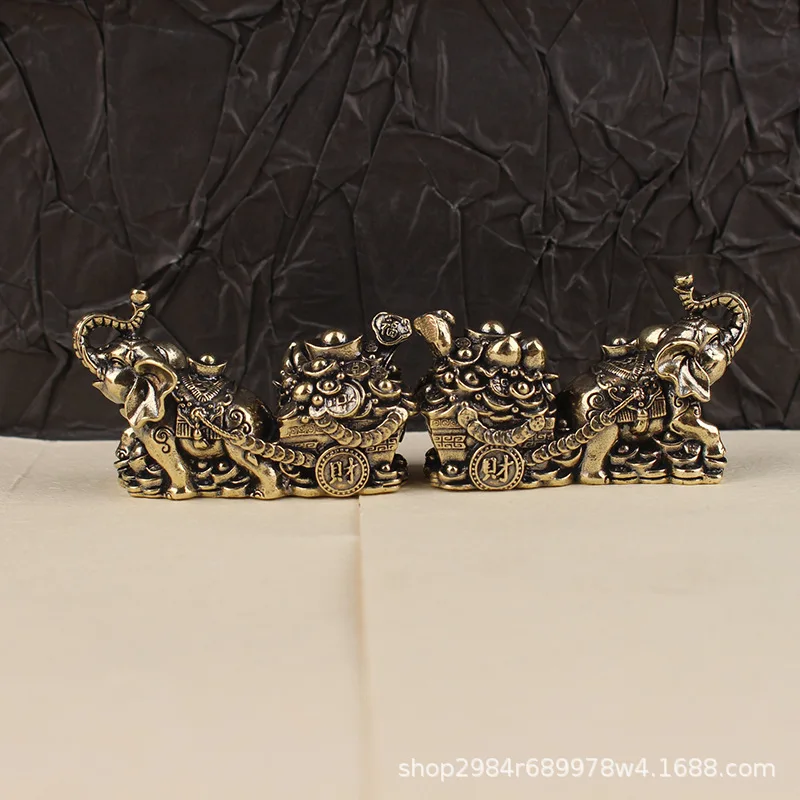 

Латунный орнамент для переноски сокровищ, тянущий автомобиль со слоном Yuanbao Ruyi Xiantao Craft